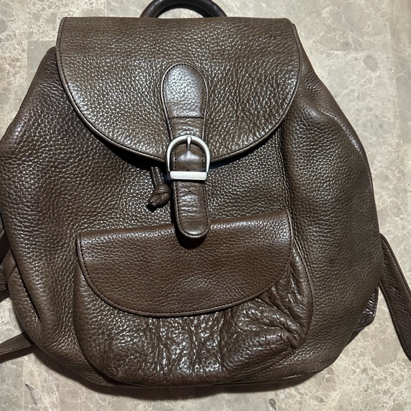 Vintage 90s Eddie Bauer brown pebbled leather medium backpack - Picture 6 of 6